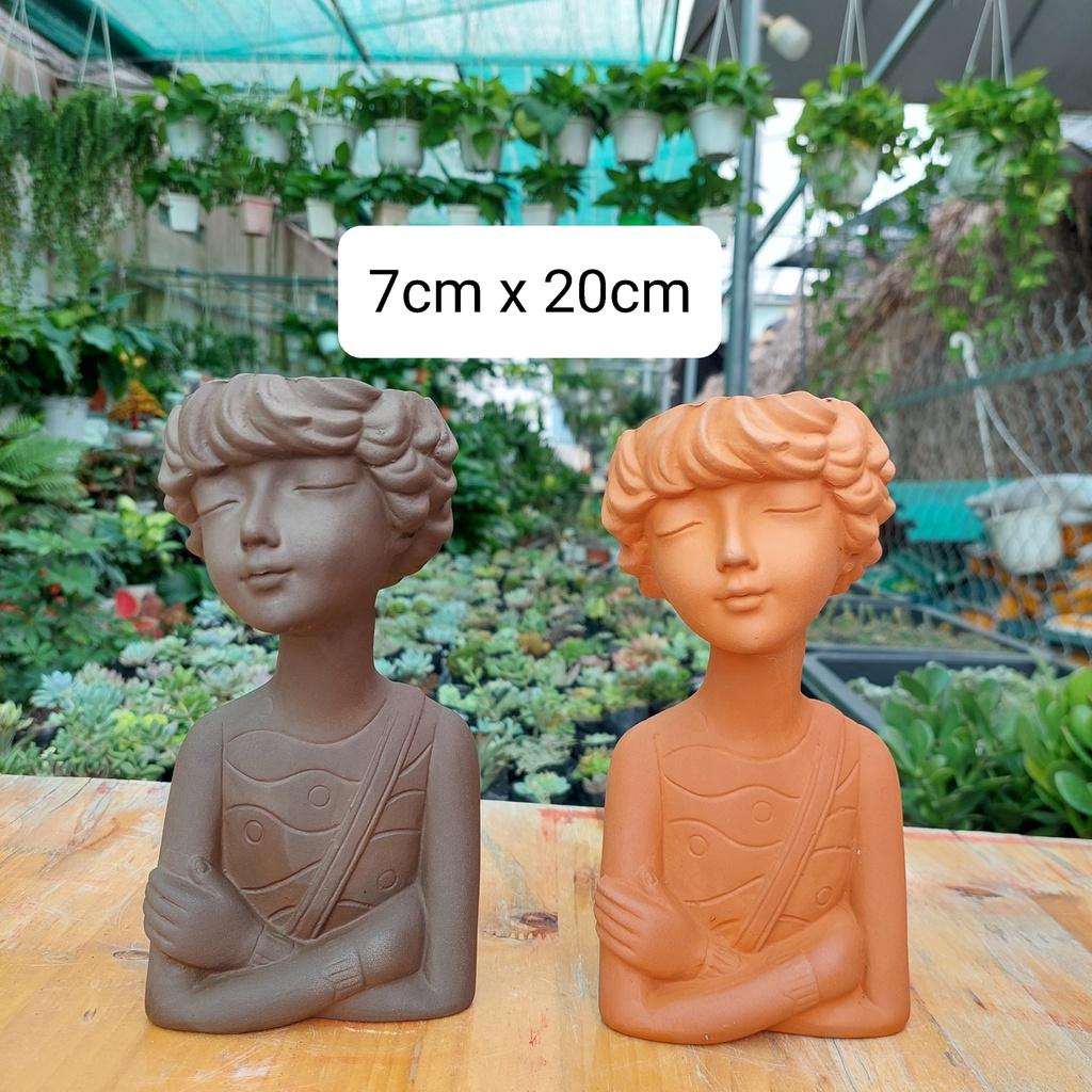 Chậu đất nung Bình Dương - Tomboy, miệng chậu 7cm, chiều cao 20cm