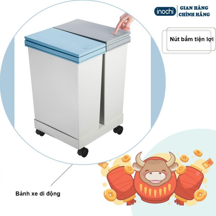 Thùng rác thông minh HIRO INOCHI 2 Ngăn bấm nút tự động mở nắp phân loại rác cho phòng khách, phòng ngủ,vệ sinh RAPL.002