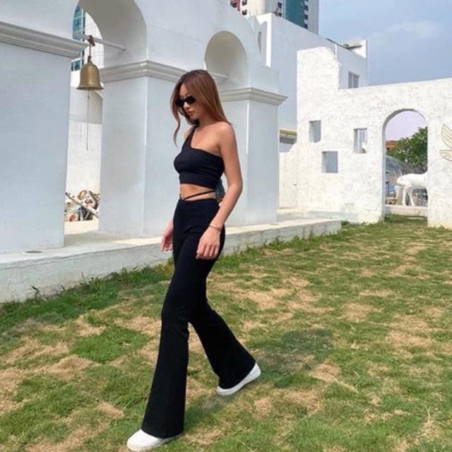 Quần ống loe flare pants chất Hàn dành cho cô nàng MÉT 6 ĐỔ LẠI chuẩn form kèm dây thắt eo legging ôm tôn dáng chiều cao