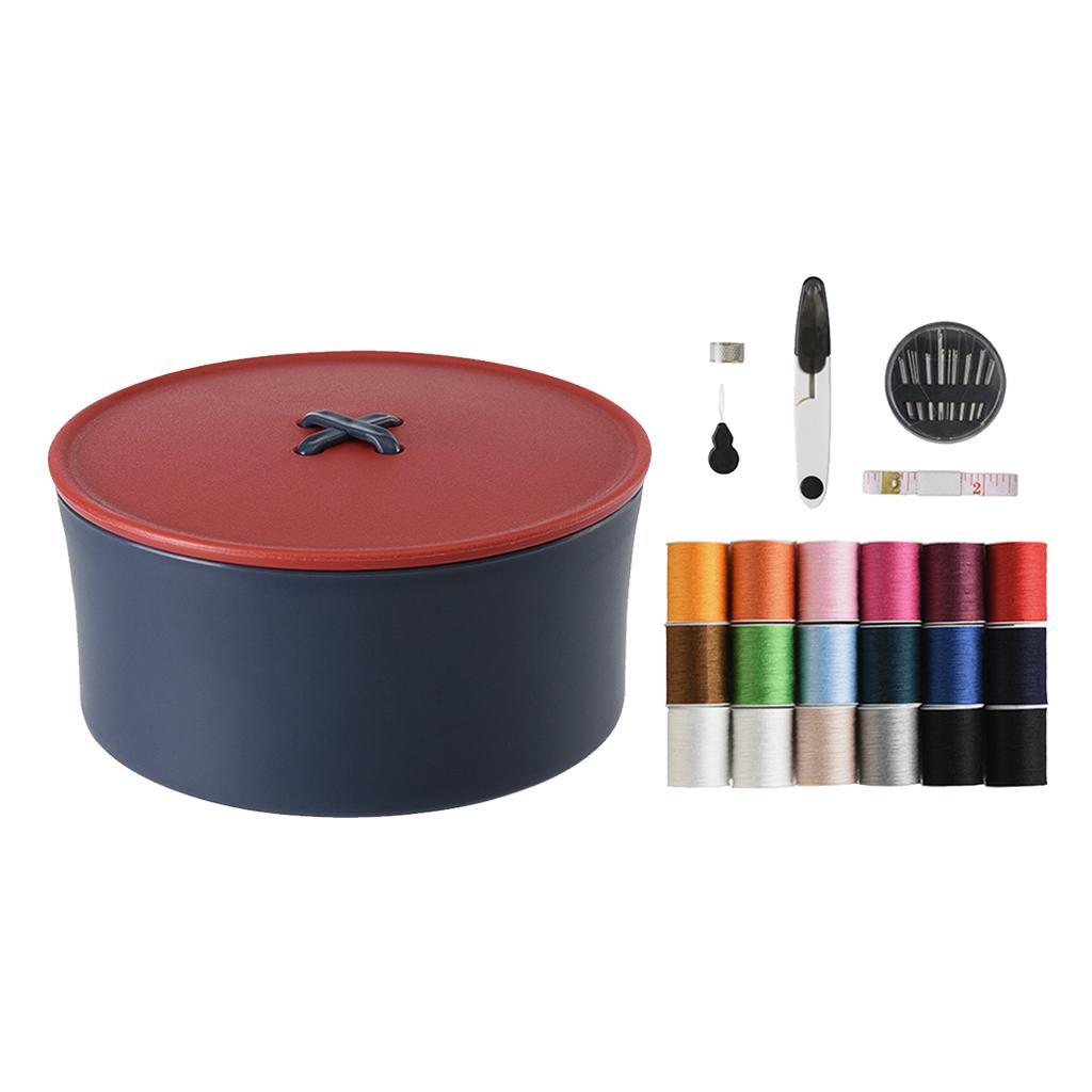 24Pcs Sewing Kit Case  Thread Tape   Kit Red Blue