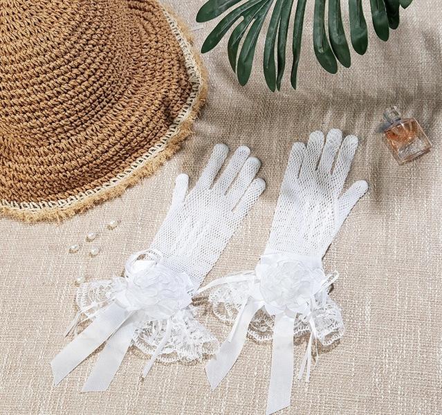 Găng tay cô dâu lưới đính hoa cổ tay bèo sang trọng mẫu mới t12/2023