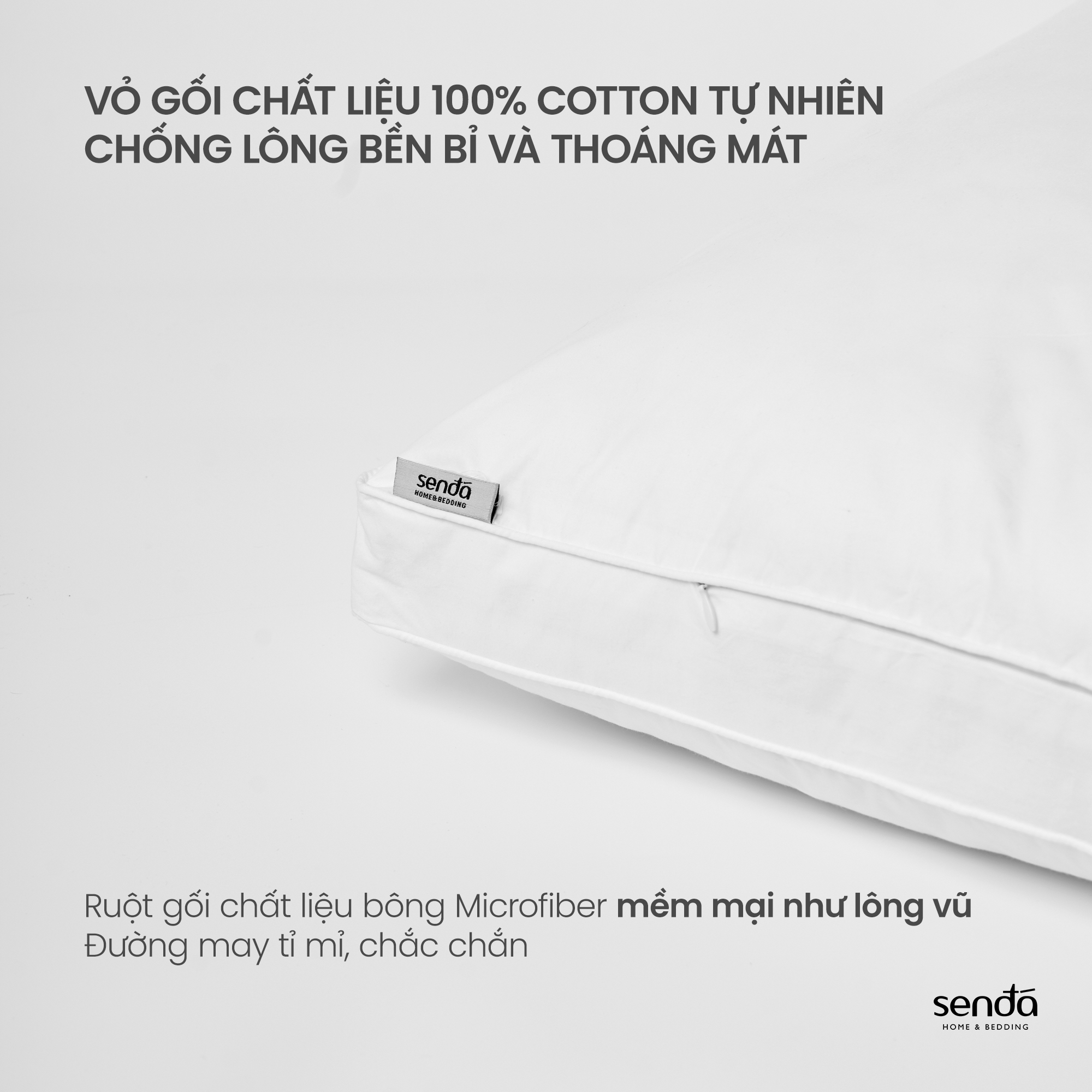 Ruột gối nằm 50x70 45x65 35x50 cm, lõi gối hơi cao cấp bông lông vũ nhân tạo microfiber - Sen Đá Home Bedding