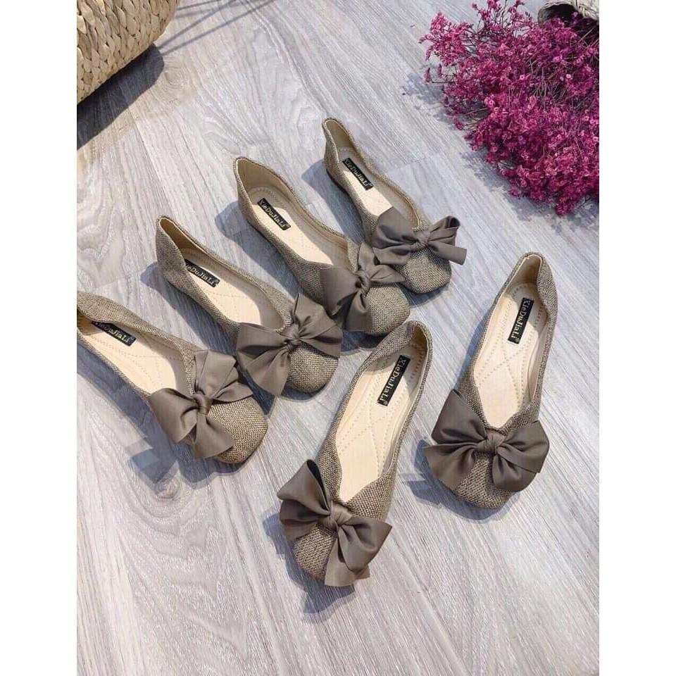 Giày búp bê da nhung môi ảnh thật Nanas