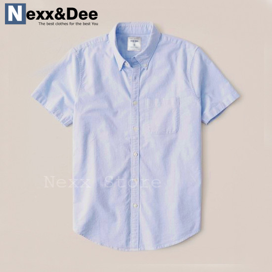 Áo sơ mi nam tay ngắn trắng công sở vải oxford denim có túi cao cấp SM04