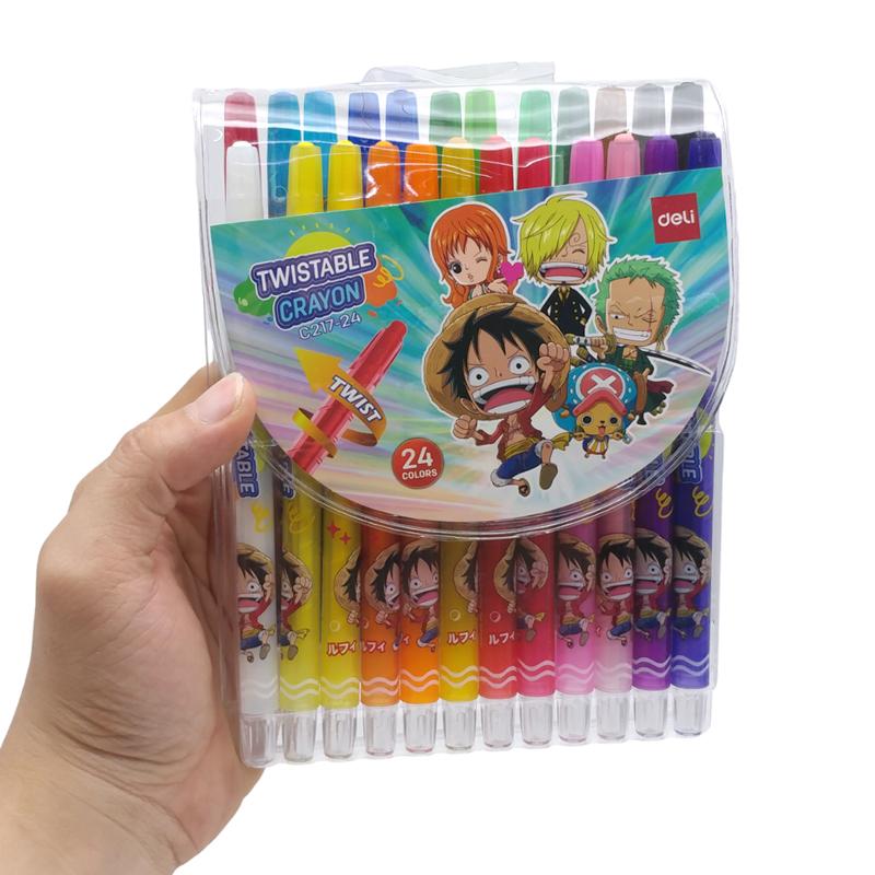 Vỉ 24 Bút Sáp Vặn Dài One Piece - Deli EC217-24
