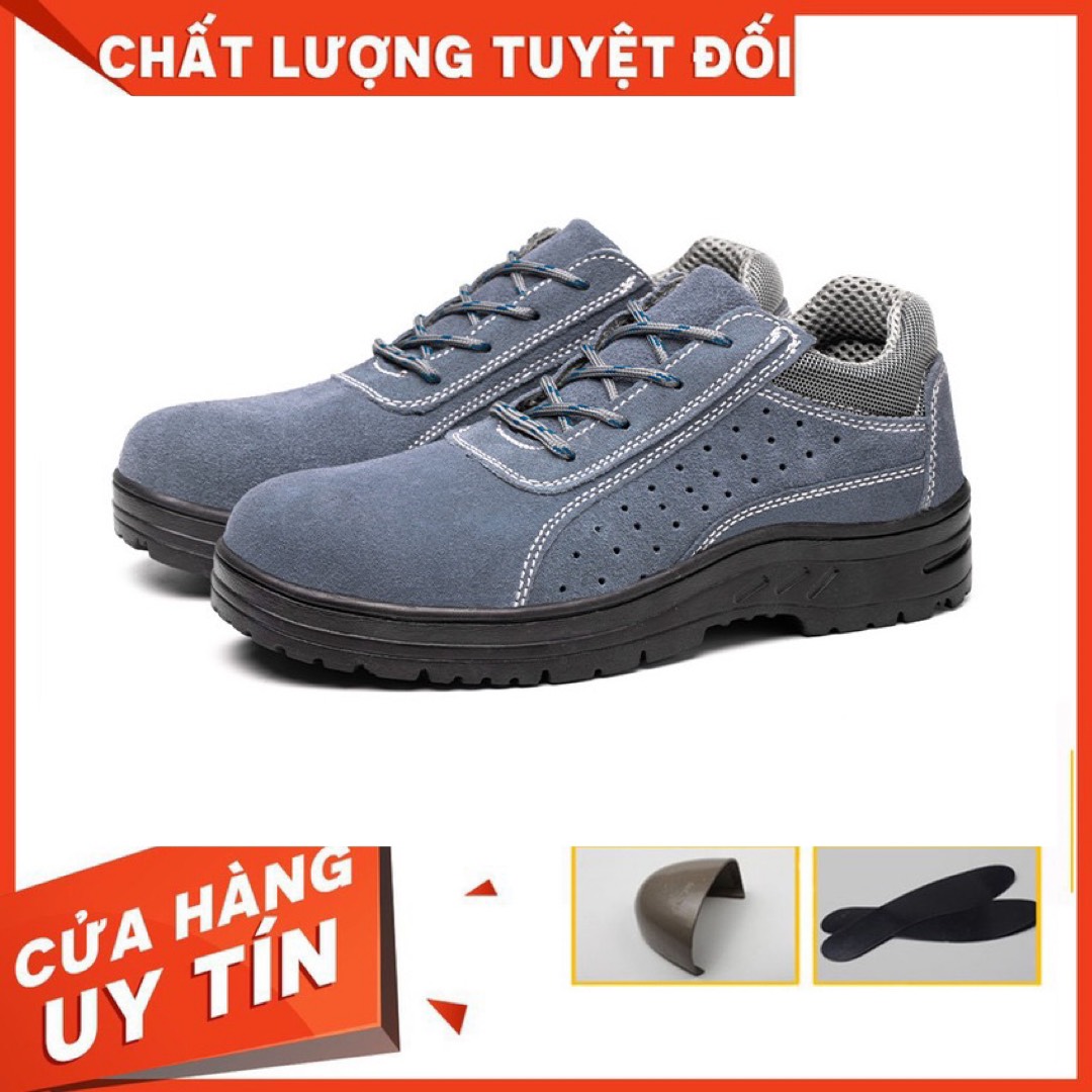 Giày Bảo Hộ Lao Động BD_0077 Da Lộn Mũi Thép, Đế Lót Thép Chống Đinh Chống Trơn Giày Công Trình Siêu Bền