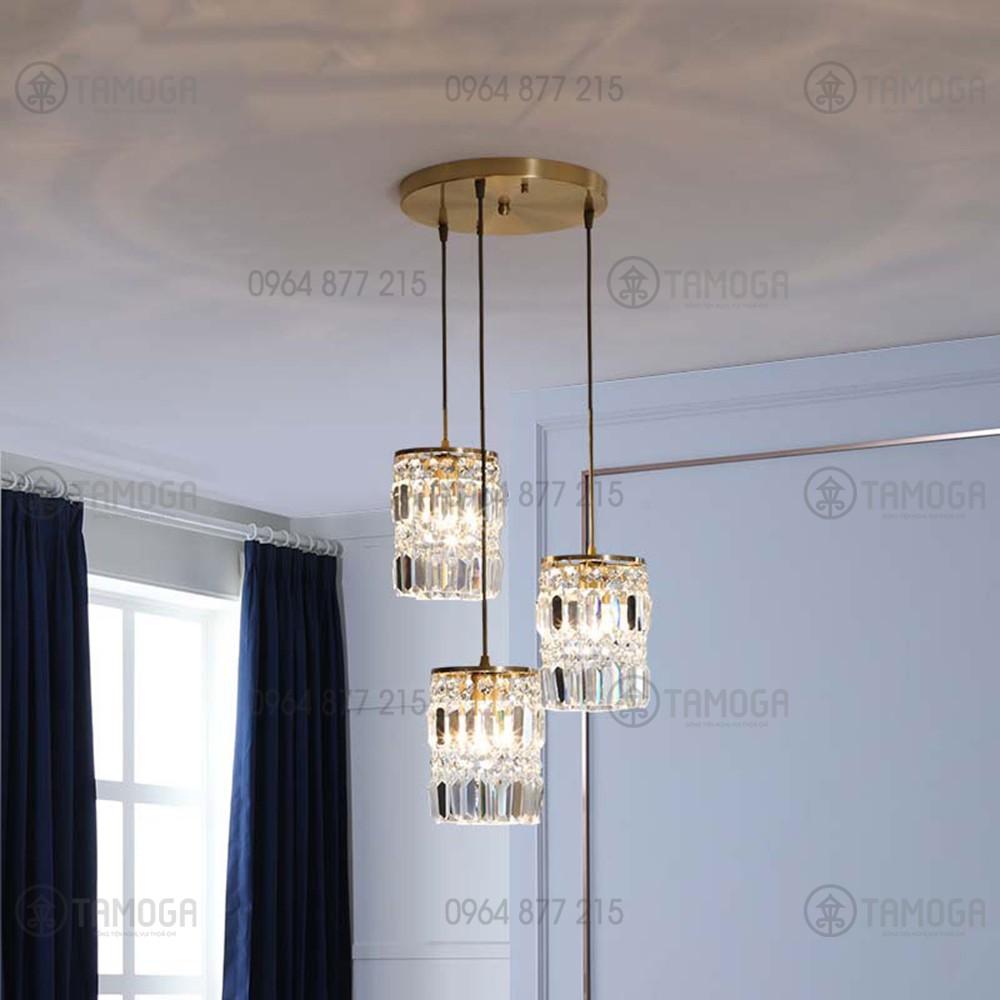 Bộ 03 Đèn thả pha lê vàng siêu đẹp