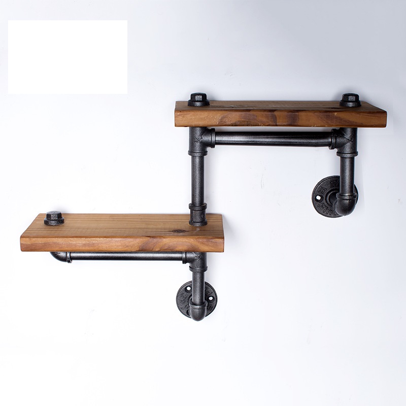 Kệ ống nước kệ sách kệ gỗ treo tường 2 tầng kệ sách decor bằng ống săt bền đẹp trang trí nhà và quán cafe sáng tạo