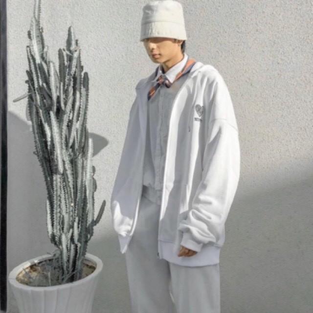 Áo khoác hoodie Heart Unisex Saranghae hình trái tim thêu chất nỉ bông dây kéo form rộng