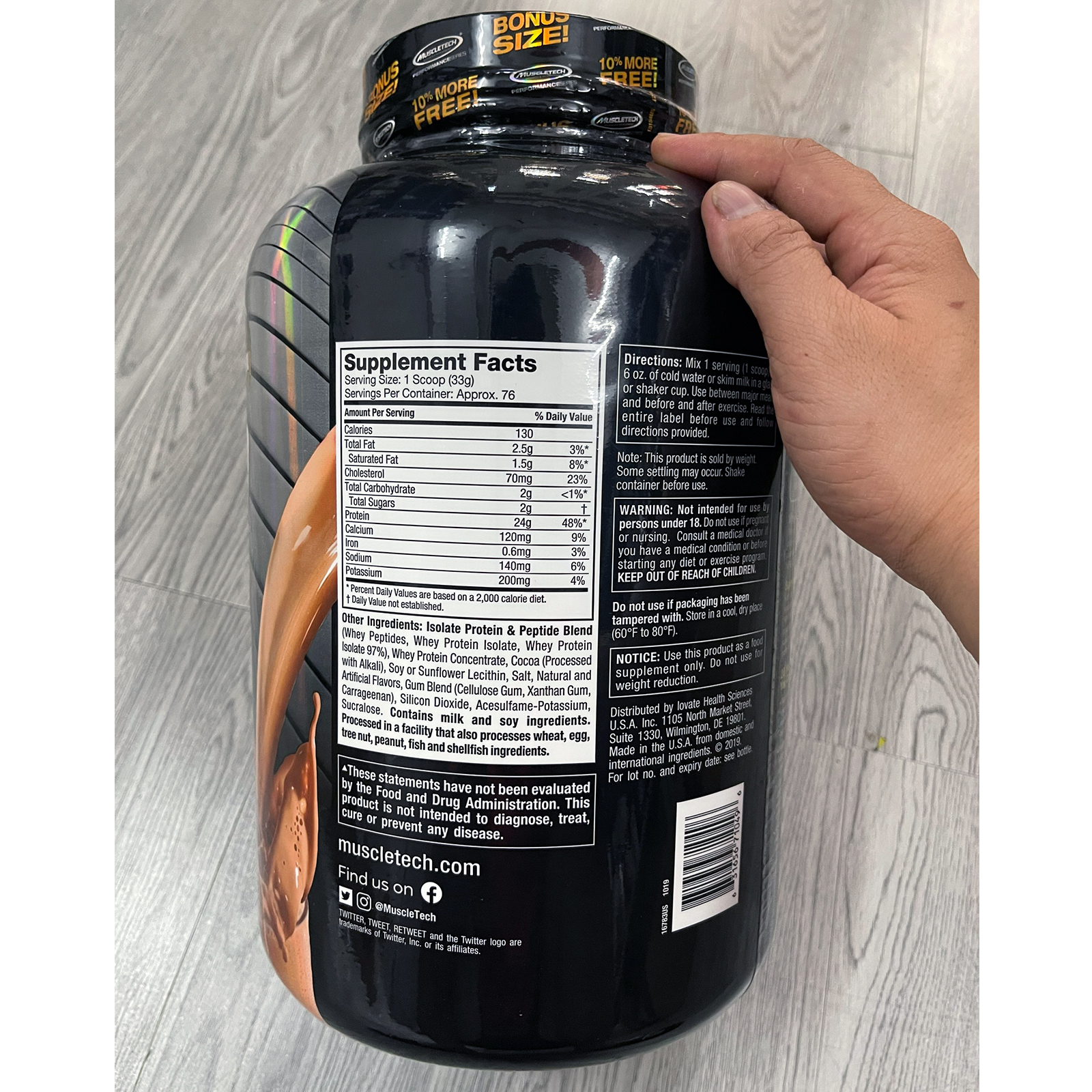 Sữa tăng cơ Nitro Tech 100% Whey Gold của Muscle tech hương socola hộp 76 lần dùng