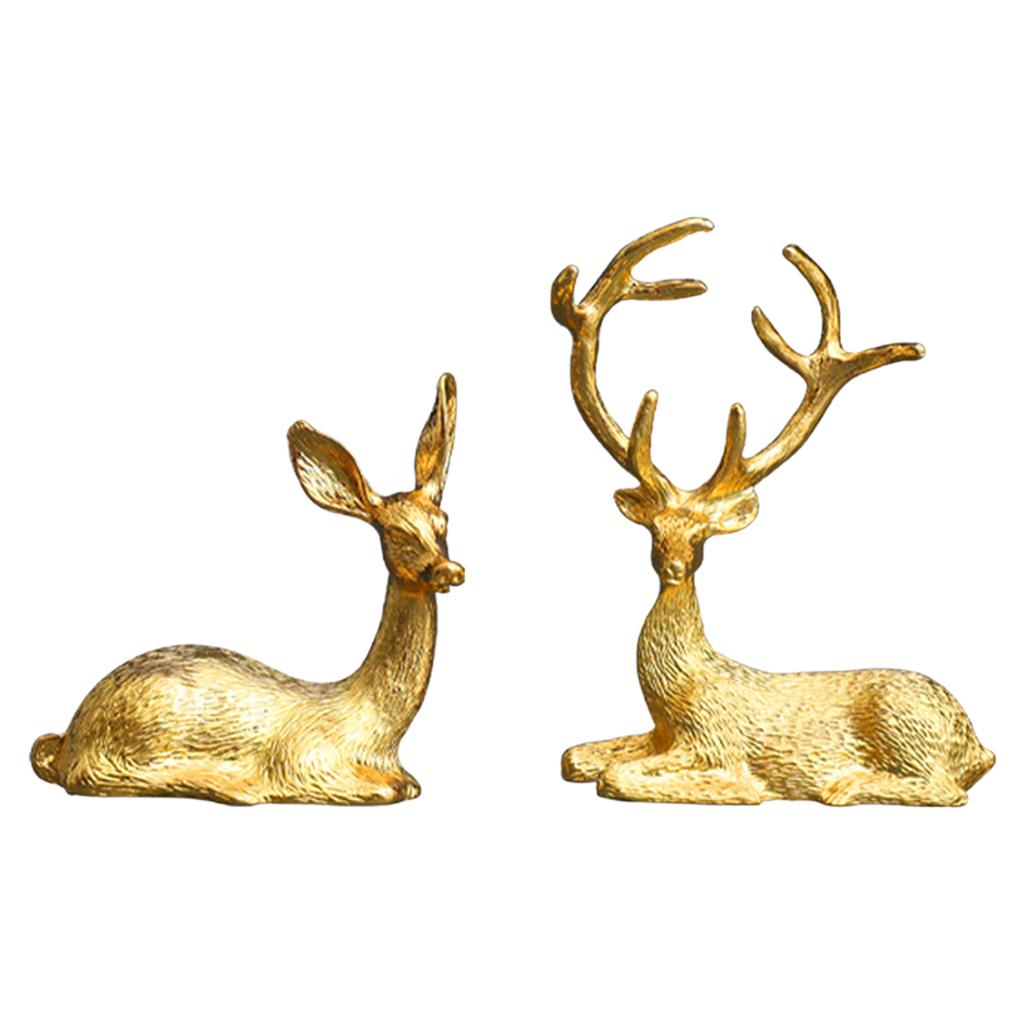2x Deer Statue Shelf Sculpture Tabletop Bookcase Figurine Home Decor Crafts