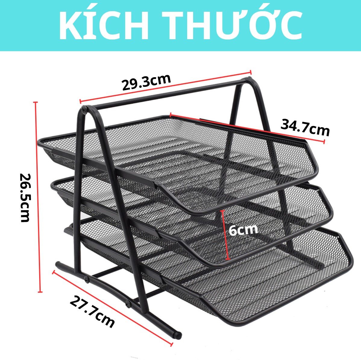 Khay Tài Liệu 3 Ngăn Để Bàn Khay Đựng Hồ Sơ Giấy Tờ Văn Phòng Học Sinh Bằng Kim Loại Có Thể Tháo Rời