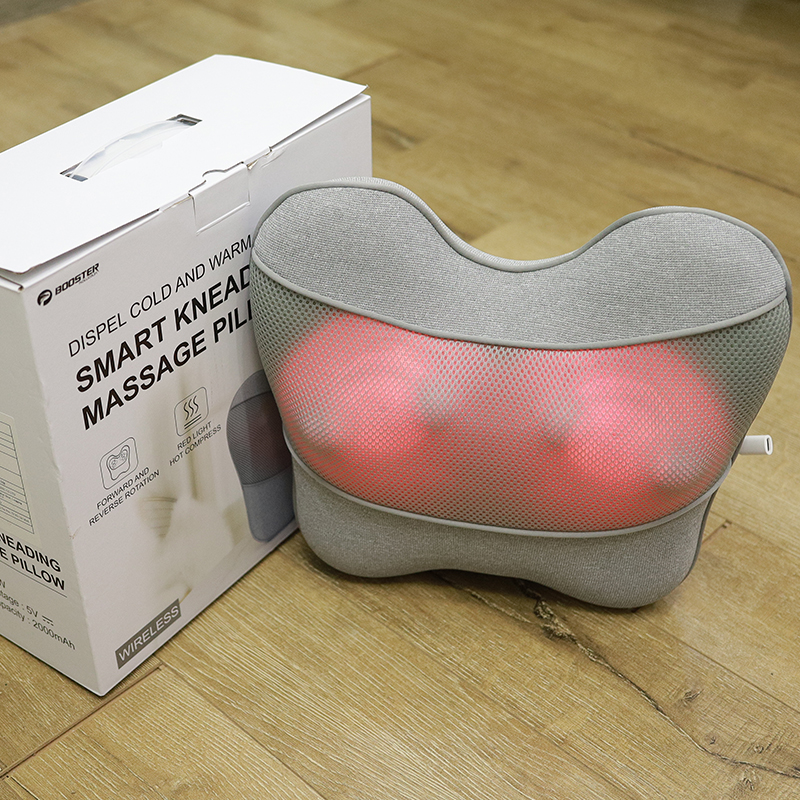 Gối massage lưng, cổ vai gáy Booster Boluojun BT-30 - Massage hồng ngoại, chuyên sâu 4D