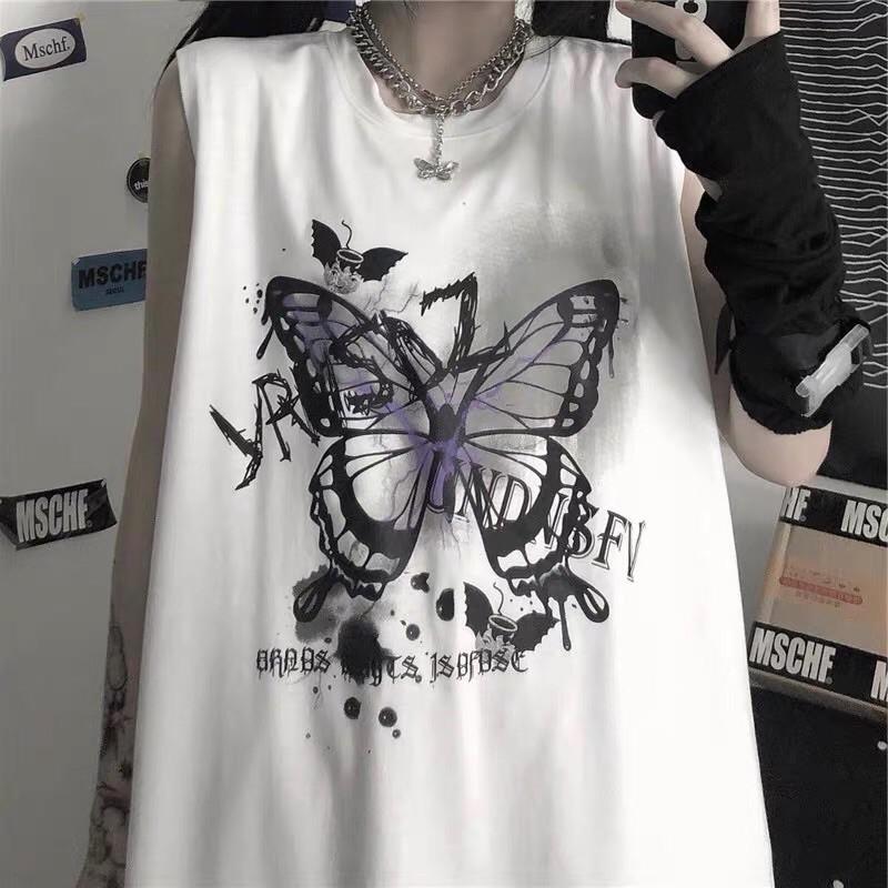 Hình ảnh  Áo thun ba lỗ unisex tanktop form rộng Bướm Đen sát nách nam nữ ulzzang Wind