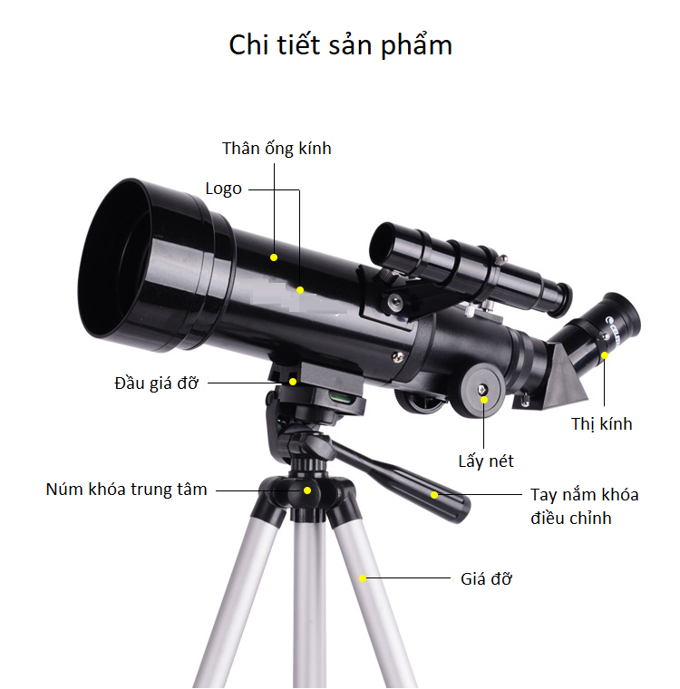 Bộ kính thiên văn khúc xạ chất lượng cao quan sát mặt đất và vật thể hình ảnh sắc nét, sống động, chân thực CLT70400 -