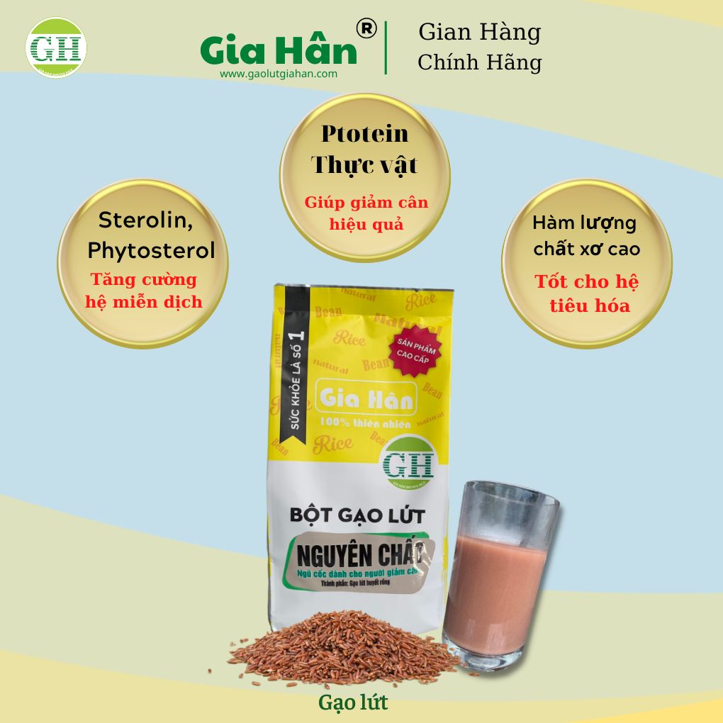 Combo 3 gói Bột gạo lứt giảm cân,Bột gạo lứt giảm mỡ bụng GIAHAN FOOD bột giảm cân tại nhà, an toàn