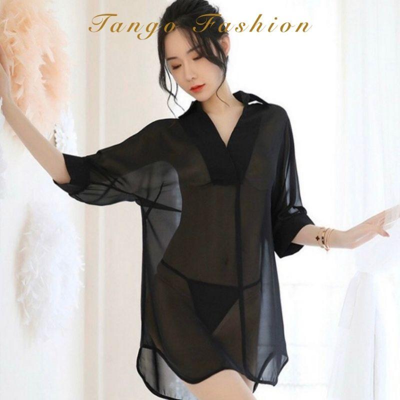 Áo sơ mi ngủ nữ cao cấp - váy ngủ đẹp dài quyến rũ, đồ mặc nhà gợi cảm