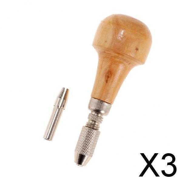3xJewelers Pin Vise Vice Wooden Handle Twisting Wire Wrapping Collet Watch