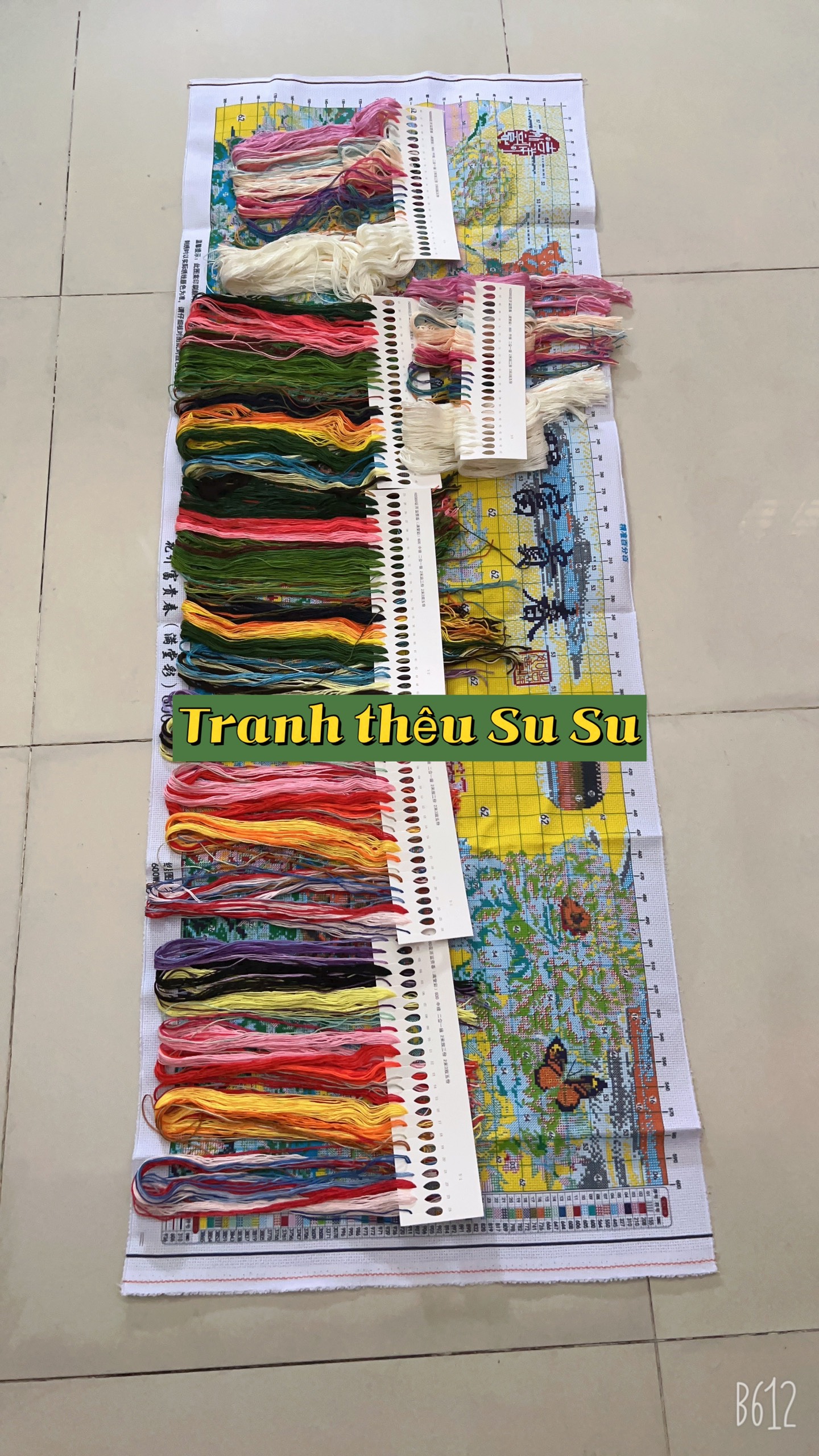 Tranh thêu kín chữ thập Hoa mẫu đơn mùa xuân HH2080, kích thước 150 x 58 cm