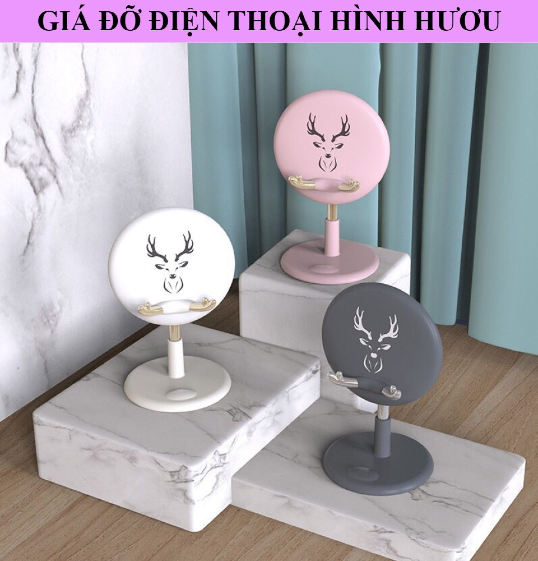 Giá Đỡ Điện Thoại Đế Tròn Hình Hươu