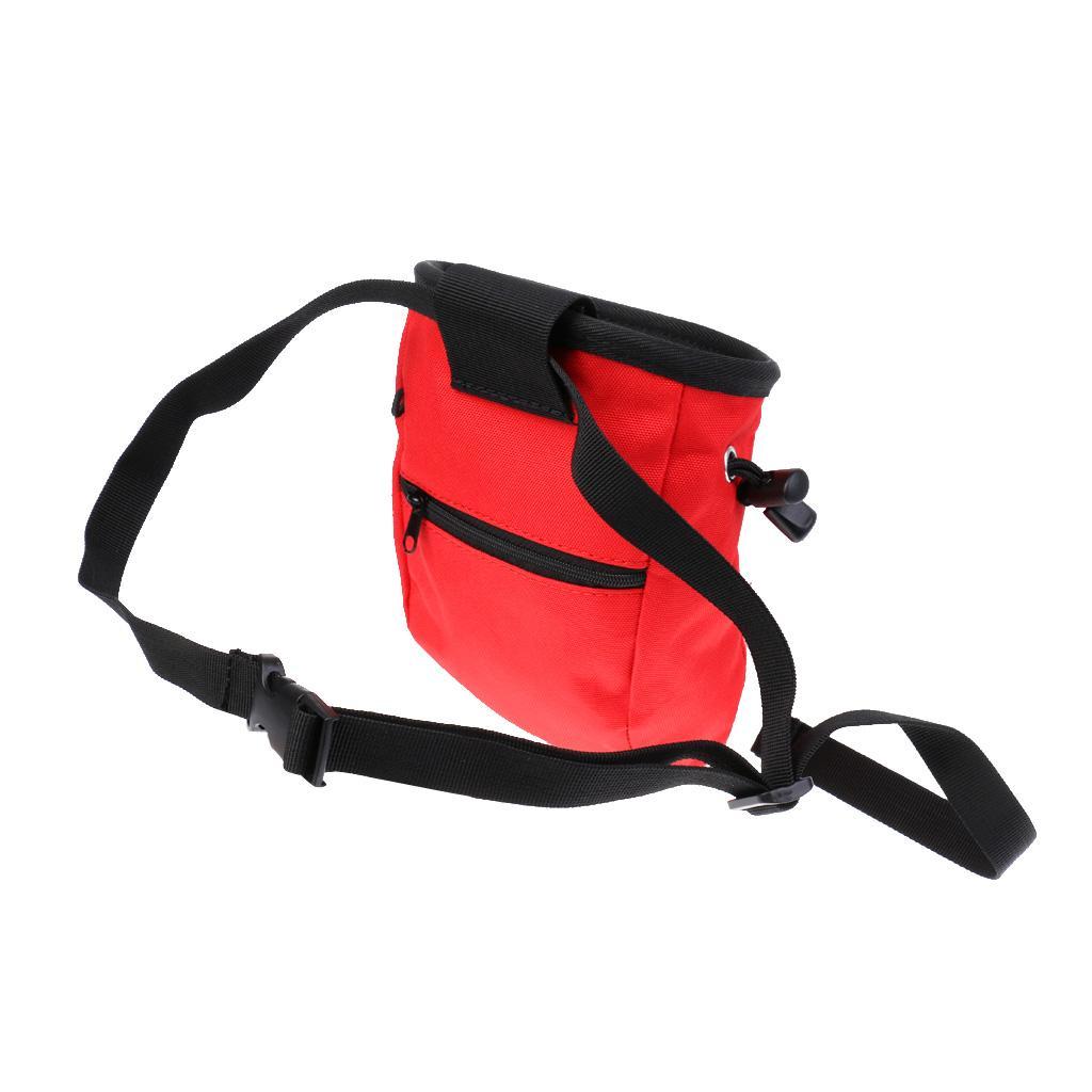 2 Pieces Blue + Red Waterproof Anti-slip Rock Climbers Climbing Caving Bouldering Chalk Bag Storage with Adjustable Waist Belt