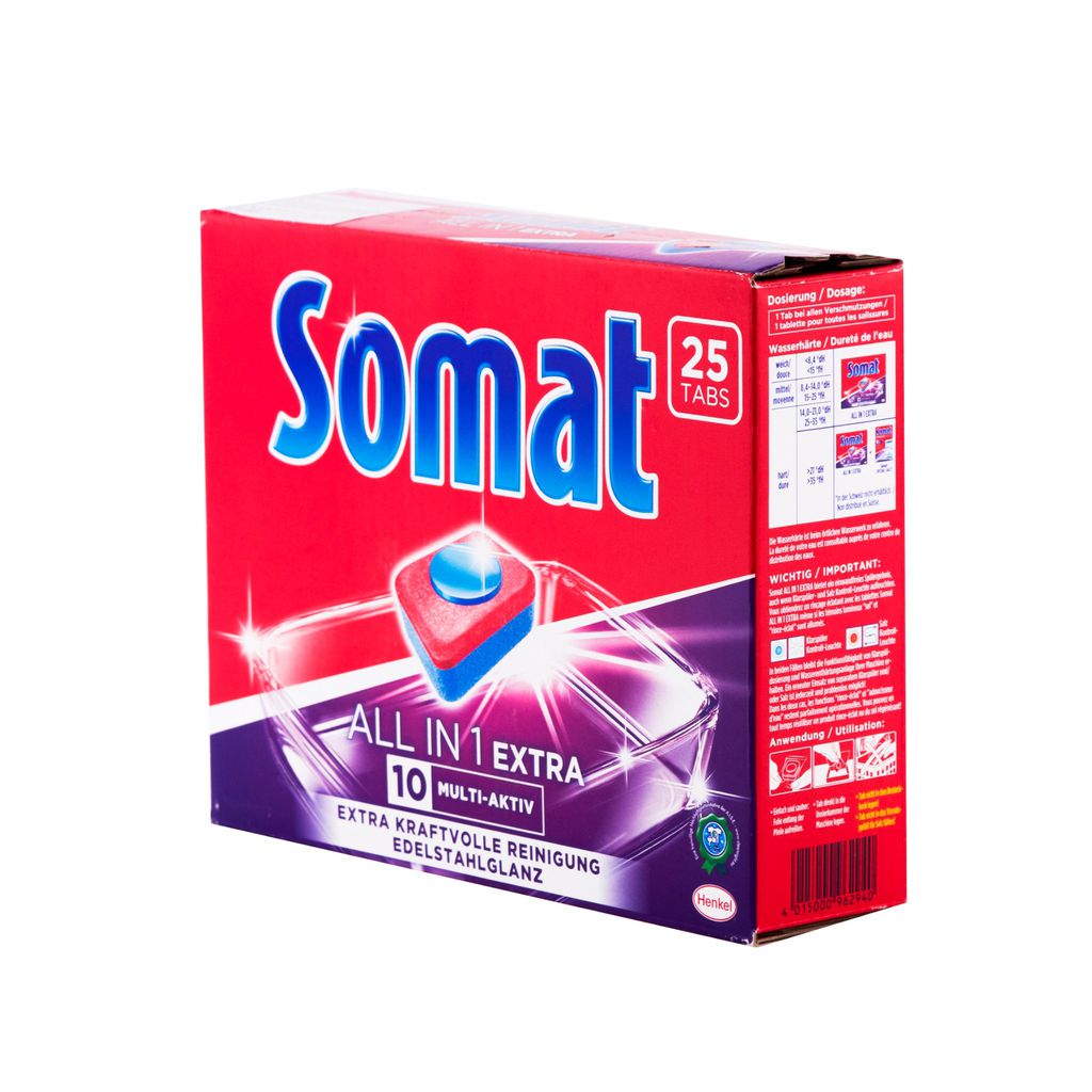 Viên rửa bát và làm bóng cao cấp Somat All in 1 Extra 10 Multi - AKTIV 25 Viên - Đức