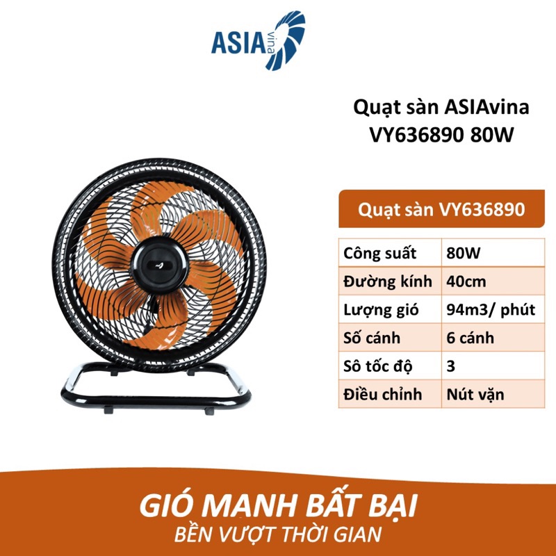 ASIA) Quạt sàn Asia TURBO 6 cánh 80w - bán công nghiệp - Hàng chính hãng Dùng Cho Không Gian Rộng, Nhà Hàng, Quán Ăn, Hội trường, PHòng họp