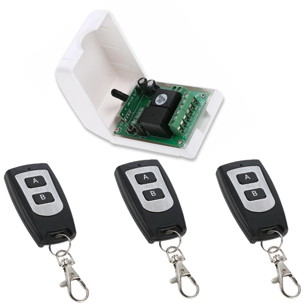 DC 12V Không Dây Rơ Le Điều Khiển từ xa 3 Bộ Phát + Đầu Thu cho Nhà Để Xe Cửa
