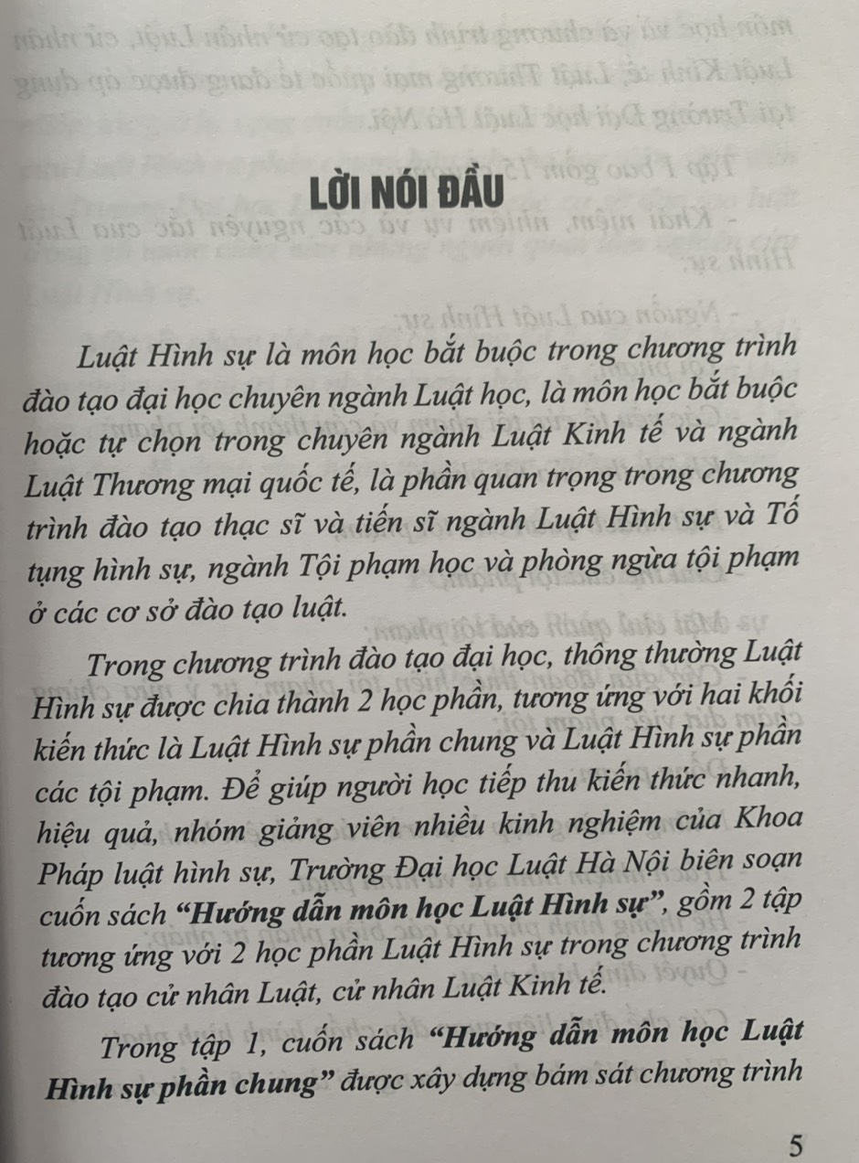 Hướng dẫn môn học Luật hình sự - Tập 1 (phần chung)