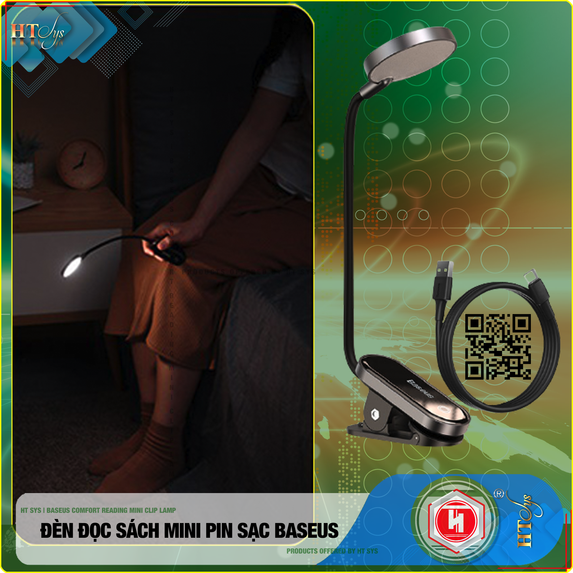 Đèn đọc sách mini HT SYS - Baseus Comfort Reading Mini Clip Lamp - (350mAh - 5V - 4000K - 24H sử dụng - Phím cảm ứng) - Hàng Nhập Khẩu