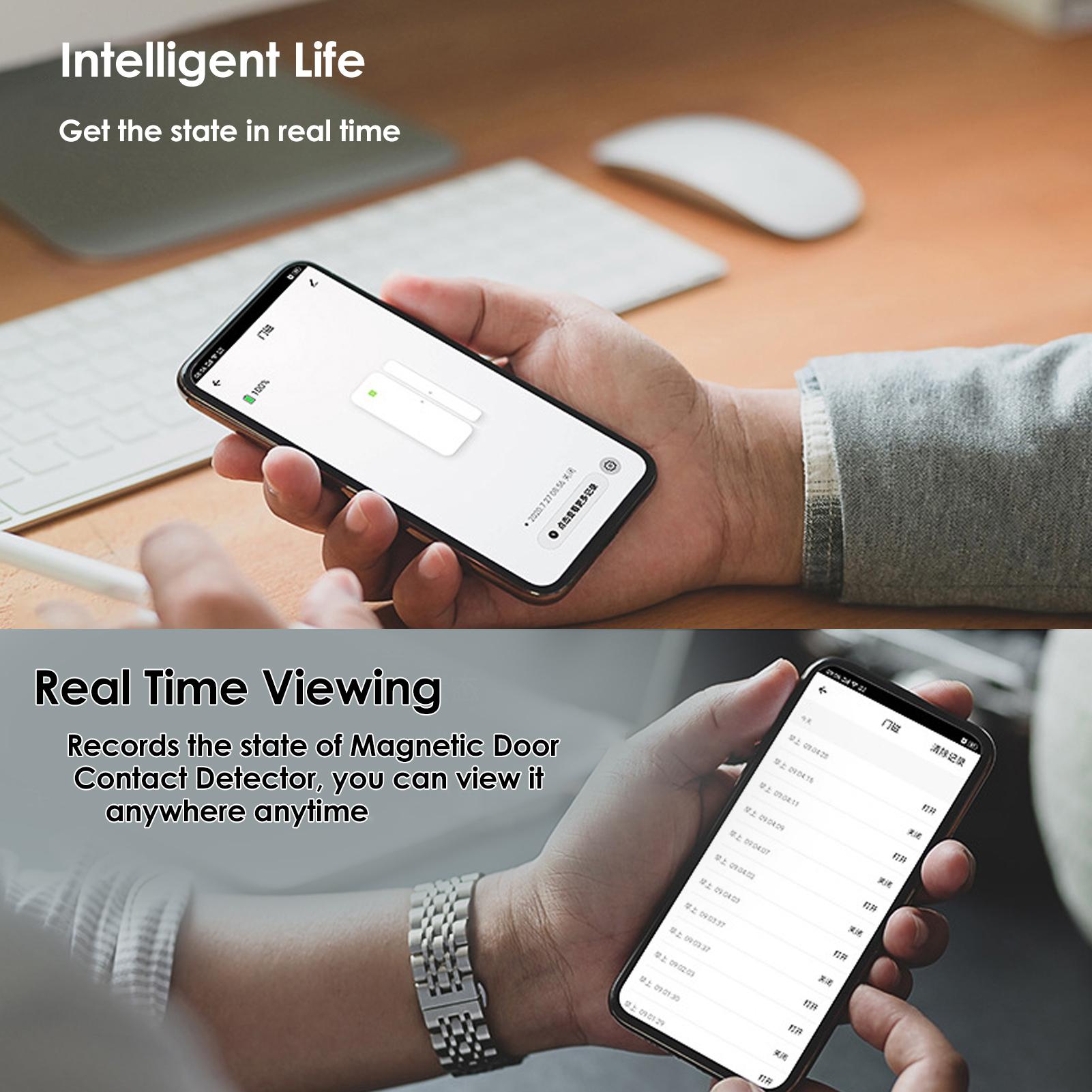 Cảm biến cửa Wi-Fi báo động thời gian thực tiếp xúc với máy dò thông minh giữ an toàn nhà cửa