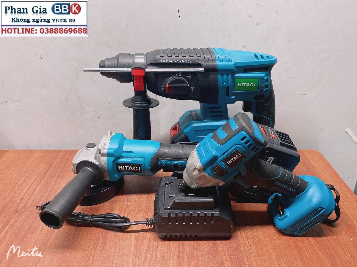 Bộ Combo 3 Máy Gồm Máy Khoan Đục Bê Tông, Máy Mài Và Máy Chuyên Vít Dùng Pin 199V 15 Cell, Động Cơ Không Chổi Than, Máy Khoan Siêu Khỏe - Bảo Hành 1 Năm
