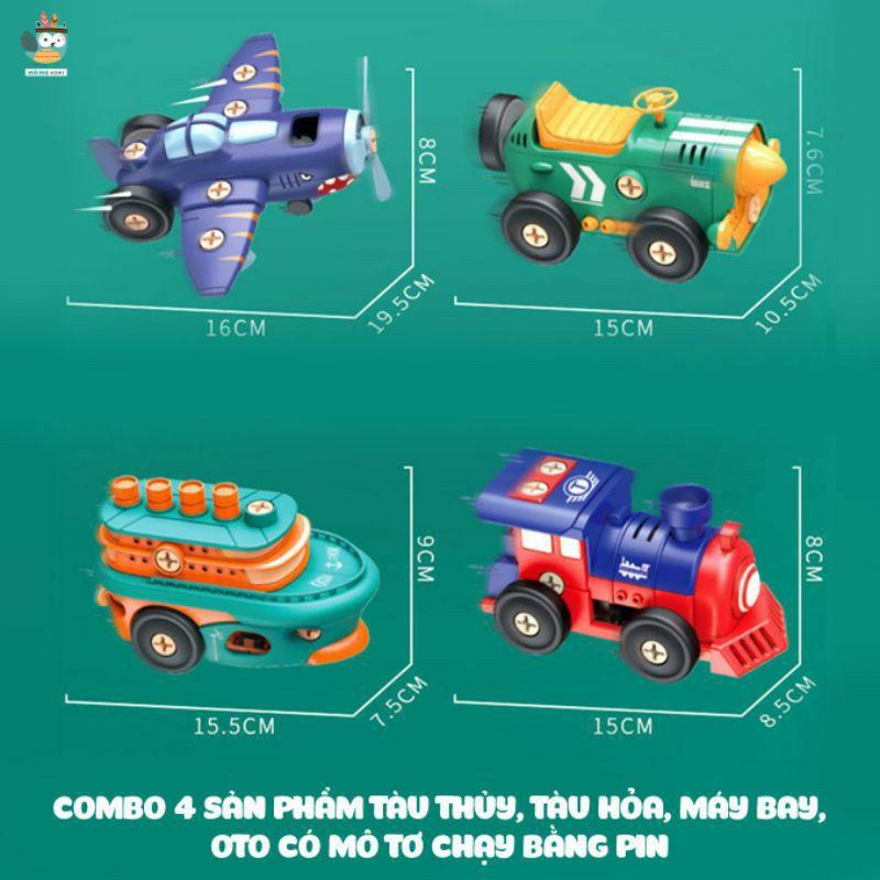 Đồ Chơi Lắp Ghép Mô Hình Retro Hộp Cứng Lắp Ráp Chạy Pin Nhiều Chủ Đề Máy Bay, Tàu Hoả, Tàu Thuỷ