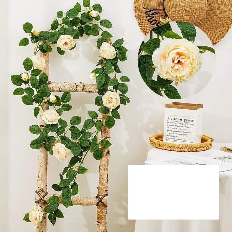 Hoa lụa, dây hoa hồng leo cao cấp trang trí tường tuyệt đẹp dài 1m8