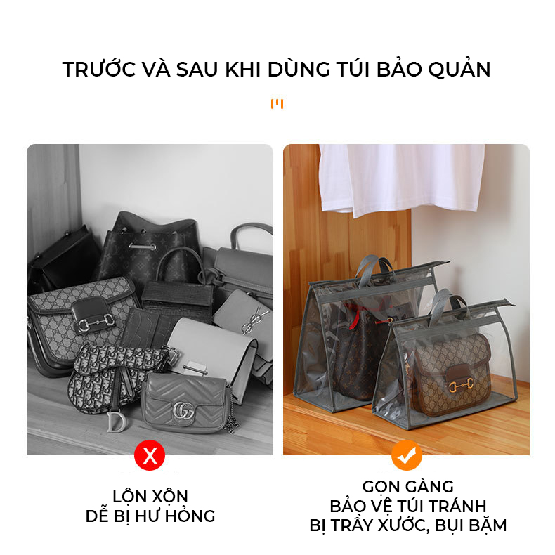 Túi đựng túi xách, ví bảo vệ chống bụi chống ẩm mốc thiết kế trong suốt