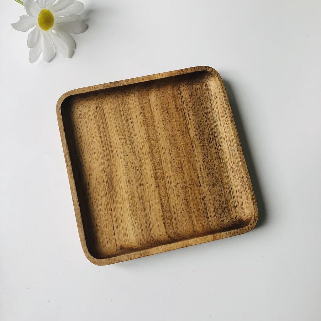 Đĩa Gỗ Mini Vuông 13.5 cm, Đĩa Đựng Hoa Quả, Bánh Ngọt, Đồ Tráng Miệng, Phụ Kiện Bàn Tiệc, Chụp Ảnh Trang Trí Dễ Thương