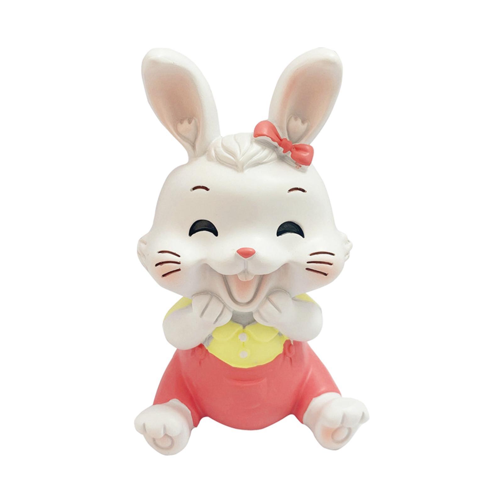 2 Rabbit Statue Animal Figures Art Sculpture for Office