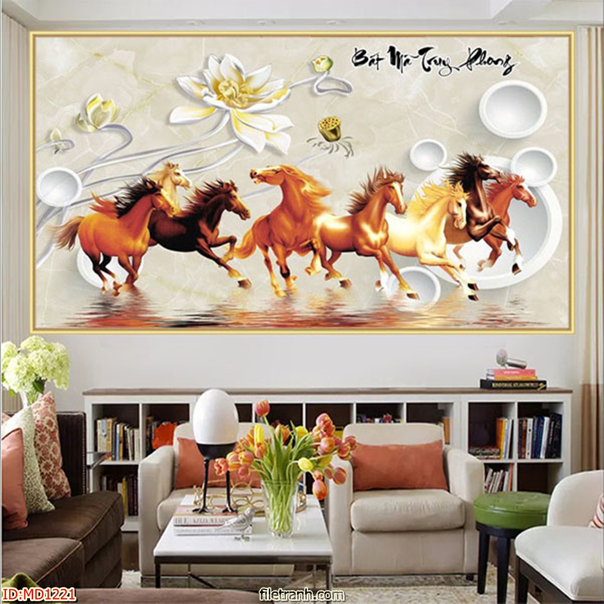 Tranh Bát Mã Truy Phong Đem Tài Lộc Cho Gia Chủ - Tranh Canvas Treo Tường Phong Thủy