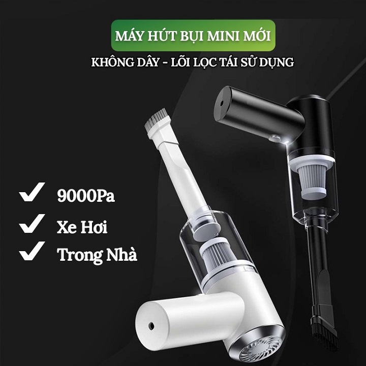Máy Hút Bụi Cầm Tay Không Dây Mini Có Đèn Led Hút Siêu Mạnh