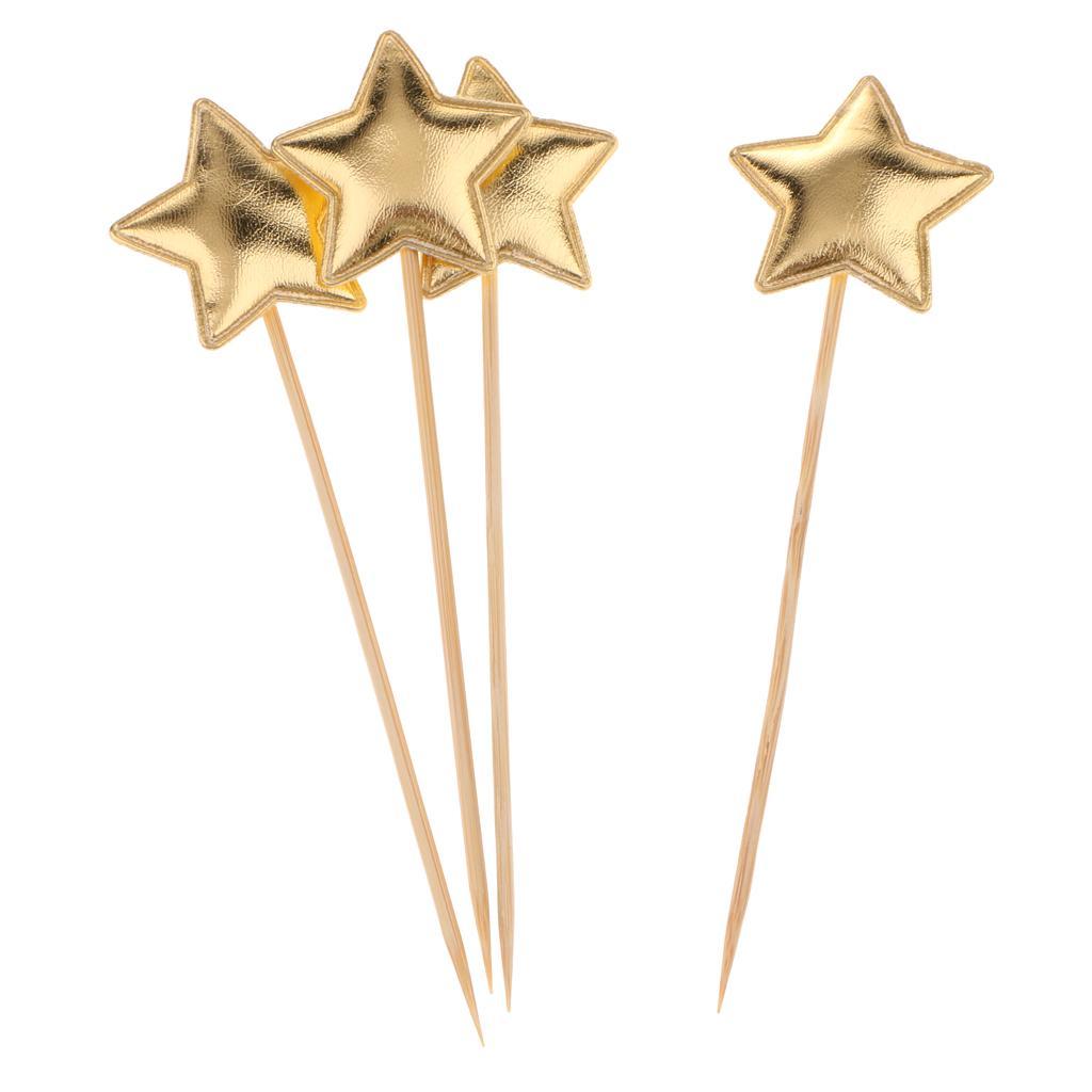2x20 Pieces Star Cake Cupcake Topper for Birthday/Wedding Party Decor Gold
