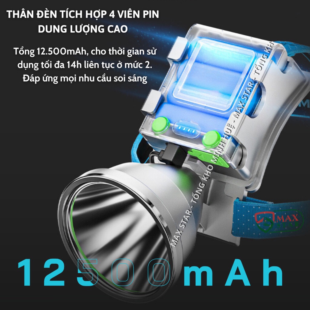 Đèn pin đội đầu siêu sáng XJ 9158 MAX (còn có tên gọi XJ 9516) chiếu xa 1000m tích điện 12 giờ, đèn ánh sáng trắng tặng kèm chóa cam và xanh