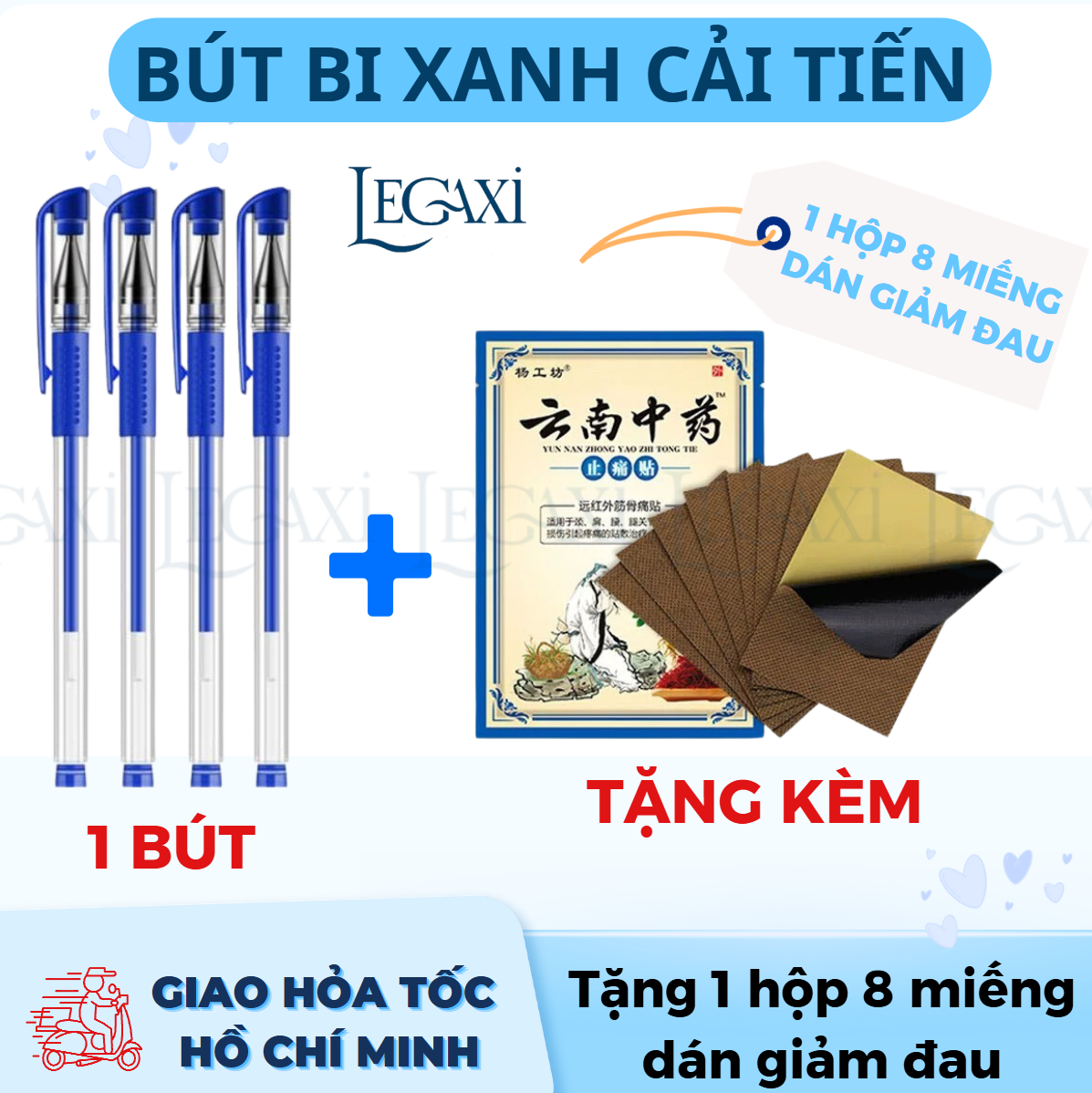 Bút Bi Ruột Bút Bút Mực Bút Viết 0.5mm Xanh Giao Hỏa Tốc Văn Phòng Legaxi Tặng kèm Miếng Dán Giảm Đau