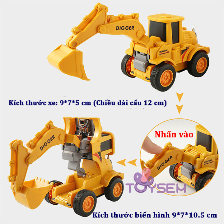 Xe đồ chơi xúc đất biến hình robot chạy bằng trớn cho bé 3 tuổi - Quà tặng sinh nhật cho trẻ