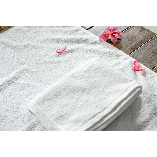 Combo 2 khăn lau đầu cotton size 40x80cm dệt 100% cotton màu trắng
