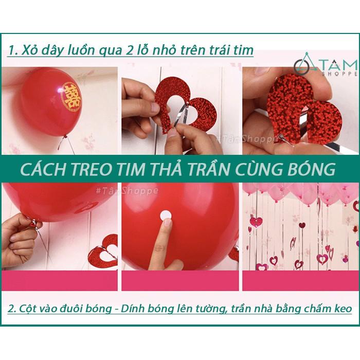 Dây tim rơi cột đuôi bong bóng trang trí PA-PKTTB-09