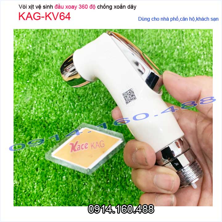 Vòi xịt vệ sinh viglacera KAG-KV64 xoay 360 độ chống xoắn dây và vòi rửa chịu áp lực mạnh chung cư nhà cao tầng siêu bền sử dụng tốt