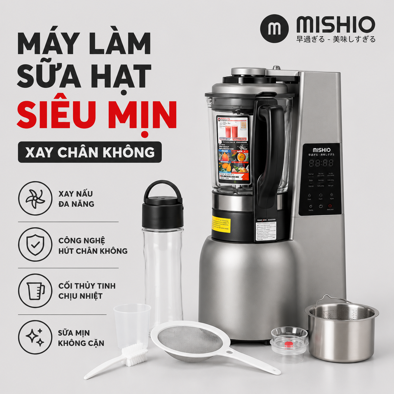 Máy xay sinh tố công suất lớn 800W Mishio - Hàng chính hãng
