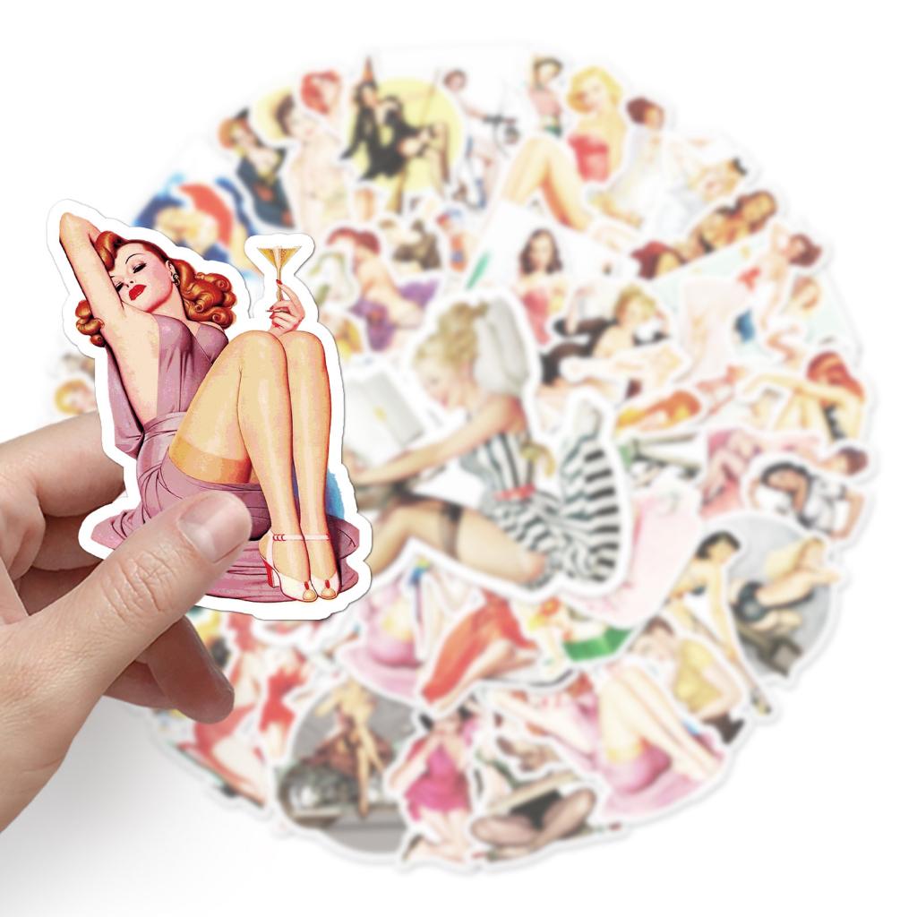 Sticker SEXY GIRL hoạt hình cute trang trí mũ bảo hiểm,guitar,ukulele,điện thoại,sổ tay,laptop-mẫu S119