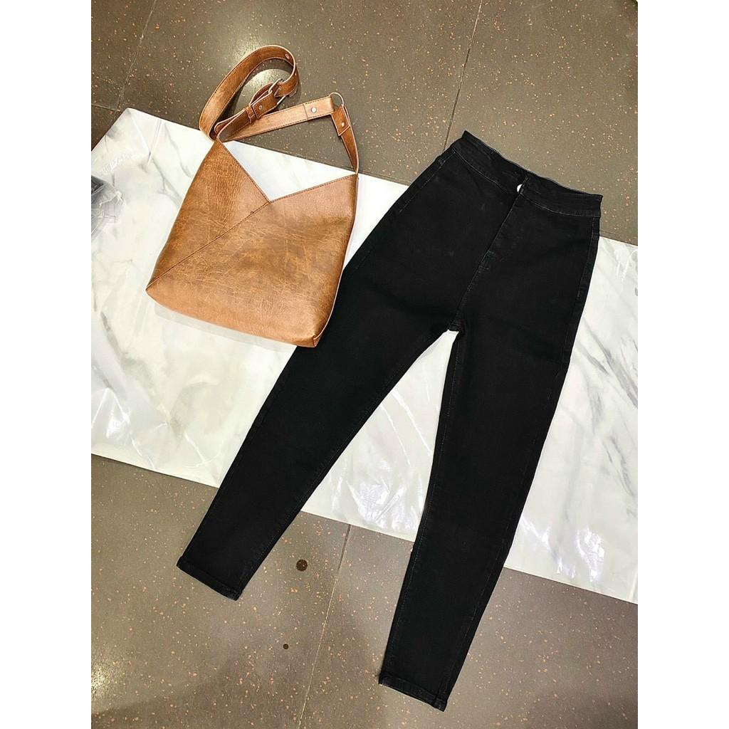 QUẦN JEANS SKINNY ĐEN CO GIÃN - 2 MÀU XÁM, ĐEN - CẠP CAO ÔM BODY HOT GIRL - QUẦN BÒ DÀI TRƠN BASIC 6
