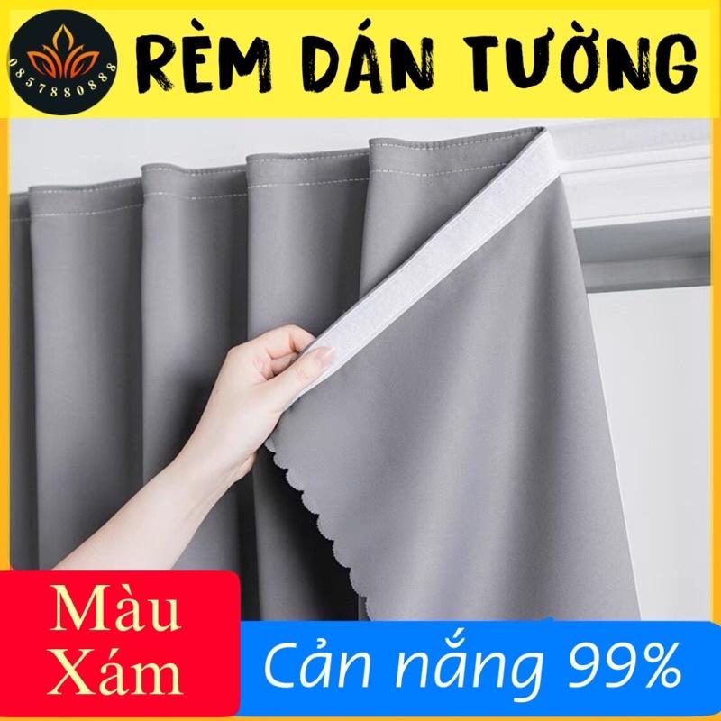 Rèm dán tường màu xám,rèm cửa sổ rèm vải thô che nắng 100%